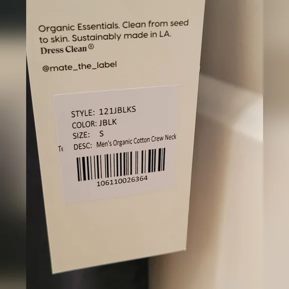 MATE the label Men's Organic Cotton Crew Neck Tee Black-NWT - Picture 3 of 5